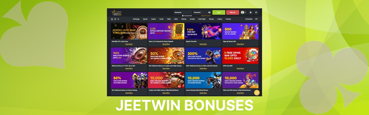 Jeetwin bonuses promotions