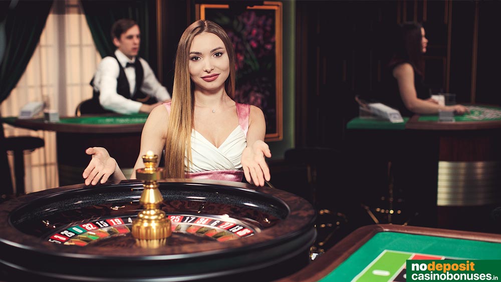 beautiful female live casino roulette dealer