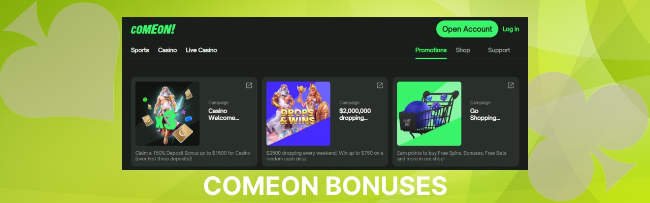 Comeon bonuses