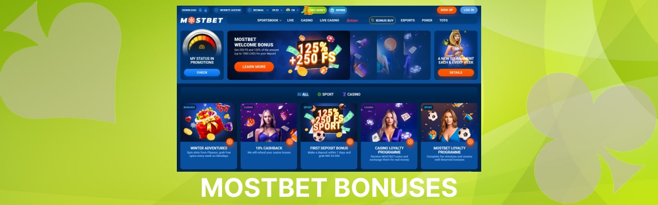 Mostbet bonuses