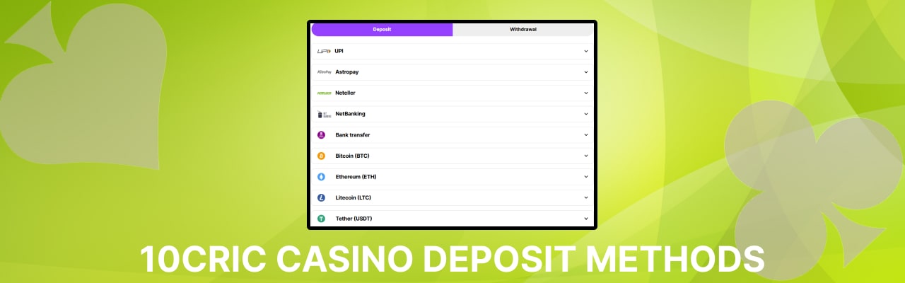 10Cric casino deposit methods