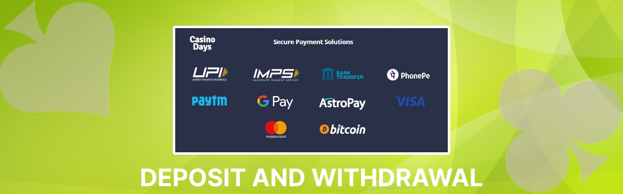 Payment methods at casino days