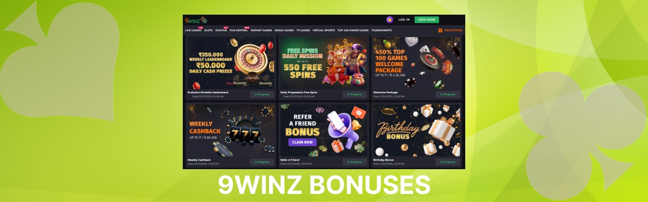 9Winz bonuses