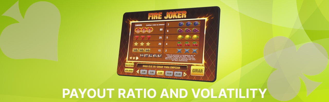 Fire joker payout ratio and volatility