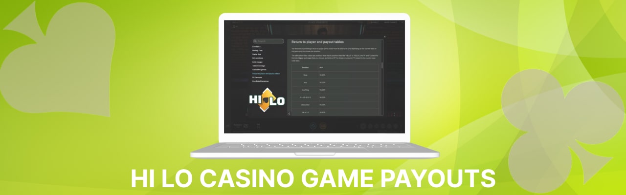 Hi lo casino game payouts