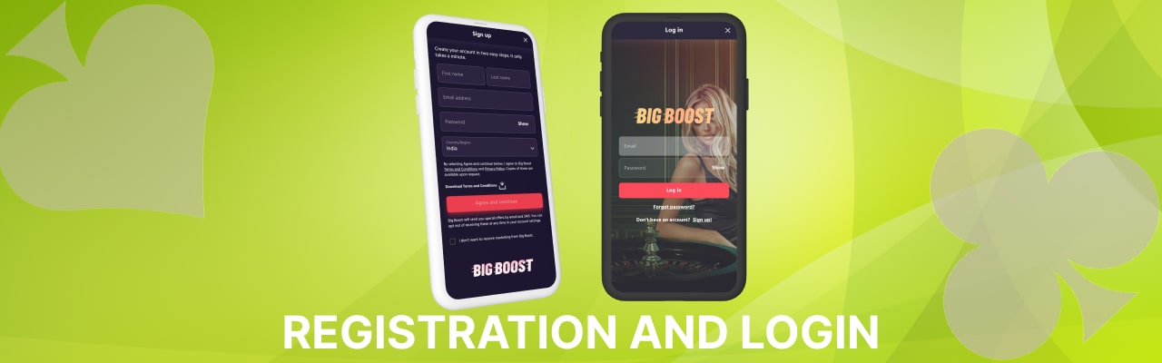 Registration and login at big boost app